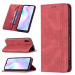 For Xiaomi Redmi 9A Magnetic RFID Blocking Anti-Theft Leather Case with Holder & Card Slots & Wallet(Red)