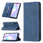 For Xiaomi Redmi 9A Magnetic RFID Blocking Anti-Theft Leather Case with Holder & Card Slots & Wallet(Blue)