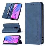 For Xiaomi Redmi 9 Magnetic RFID Blocking Anti-Theft Leather Case with Holder & Card Slots & Wallet(Blue)