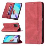 For Xiaomi Redmi 10 Magnetic RFID Blocking Anti-Theft Leather Case with Holder & Card Slots & Wallet(Red)