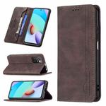 For Xiaomi Redmi 10 Magnetic RFID Blocking Anti-Theft Leather Case with Holder & Card Slots & Wallet(Brown)