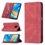 For Xiaomi Redmi Note 9 Pro Max/Note 9 Pro/Note 9S Magnetic RFID Blocking Anti-Theft Leather Case with Holder & Card Slots & Wallet(Red)