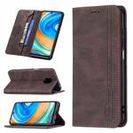 For Xiaomi Redmi Note 9 Pro Max/Note 9 Pro/Note 9S Magnetic RFID Blocking Anti-Theft Leather Case with Holder & Card Slots & Wallet(Brown)