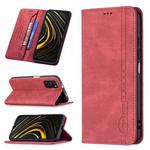 For Xiaomi Poco M3/Redmi Note 9 4G CN Version Magnetic RFID Blocking Anti-Theft Leather Case with Holder & Card Slots & Wallet(Red)