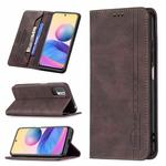 For Xiaomi Poco M3 Pro/Redmi Note 10 5G/Note 10T 5G Magnetic RFID Blocking Anti-Theft Leather Case with Holder & Card Slots & Wallet(Brown)