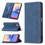 For Xiaomi Poco M3 Pro/Redmi Note 10 5G/Note 10T 5G Magnetic RFID Blocking Anti-Theft Leather Case with Holder & Card Slots & Wallet(Blue)