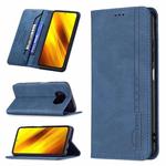 For Xiaomi Poco X3 / X3 NFC Magnetic RFID Blocking Anti-Theft Leather Case with Holder & Card Slots & Wallet(Blue)