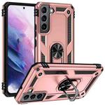 For Samaung Galaxy S22+ 5G Shockproof TPU + PC Protective Case with 360 Degree Rotating Holder(Rose Gold)