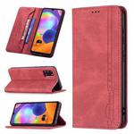 For Samsung Galaxy A31 Magnetic RFID Blocking Anti-Theft Leather Case with Holder & Card Slots & Wallet(Red)