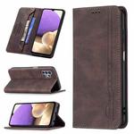 For Samsung Galaxy A32 5G Magnetic RFID Blocking Anti-Theft Leather Case with Holder & Card Slots & Wallet(Brown)