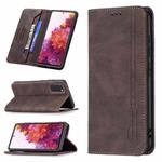 For Samsung Galaxy S20 FE Magnetic RFID Blocking Anti-Theft Leather Case with Holder & Card Slots & Wallet(Brown)