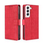 For Samsung Galaxy S22 5G Skin Feel Crocodile Texture Magnetic Clasp Horizontal Flip PU Case with Holder & Card Slots & Wallet(Red)