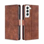 For Samsung Galaxy S22+ 5G Skin Feel Crocodile Texture Magnetic Clasp Horizontal Flip PU Case with Holder & Card Slots & Wallet(Brown)