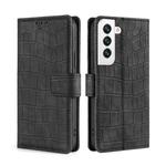 For Samsung Galaxy S22+ 5G Skin Feel Crocodile Texture Magnetic Clasp Horizontal Flip PU Case with Holder & Card Slots & Wallet(Black)