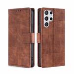 For Samsung Galaxy S22 Ultra 5G Skin Feel Crocodile Texture Magnetic Clasp Horizontal Flip PU Case with Holder & Card Slots & Wallet(Brown)