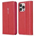 For iPhone 13 GEBEI PU+TPU Horizontal Flip Protective Case with Holder & Card Slots(Rose Red)