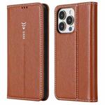 For iPhone 13 GEBEI PU+TPU Horizontal Flip Protective Case with Holder & Card Slots(Brown)