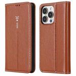 For iPhone 13 Pro Max GEBEI PU+TPU Horizontal Flip Protective Case with Holder & Card Slots (Brown)