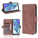 For Motorola Moto G50 5G Oversea Version Skin Feel Calf Pattern Horizontal Flip Leather Case with Holder & Card Slots & Photo Frame(Brown)