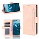 For Sharp Aquos Sense6 Skin Feel Calf Pattern Horizontal Flip Leather Case with Holder & Card Slots & Photo Frame(Pink)