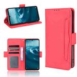 For Sharp Aquos Sense6 Skin Feel Calf Pattern Horizontal Flip Leather Case with Holder & Card Slots & Photo Frame(Red)