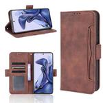 For Xiaomi 11T / 11T Pro Skin Feel Calf Pattern Horizontal Flip Leather Case with Holder & Card Slots & Photo Frame(Brown)