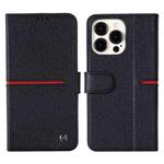 For iPhone 13 GEBEI Top-grain Leather Horizontal Flip Protective Case with Holder & Card Slots & Wallet & Photo Frame(Black)