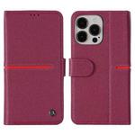 For iPhone 13 Pro Max GEBEI Top-grain Leather Horizontal Flip Protective Case with Holder & Card Slots & Wallet & Photo Frame (Red Wine)