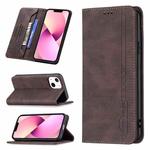 For iPhone 13 Magnetic RFID Blocking Anti-Theft Leather Case with Holder & Card Slots & Wallet(Brown)