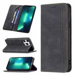 For iPhone 13 Pro Magnetic RFID Blocking Anti-Theft Leather Case with Holder & Card Slots & Wallet (Black)