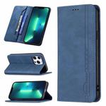 For iPhone 13 Pro Magnetic RFID Blocking Anti-Theft Leather Case with Holder & Card Slots & Wallet (Blue)