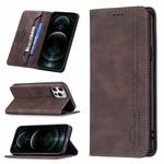 For iPhone 12 Pro Max Magnetic RFID Blocking Anti-Theft Leather Case with Holder & Card Slots & Wallet(Brown)