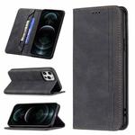 For iPhone 12 Pro Max Magnetic RFID Blocking Anti-Theft Leather Case with Holder & Card Slots & Wallet(Black)