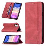 For iPhone 11 Magnetic RFID Blocking Anti-Theft Leather Case with Holder & Card Slots & Wallet (Red)