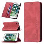 For iPhone SE 2022 / SE 2020 / 8 / 7 Magnetic RFID Blocking Anti-Theft Leather Case with Holder & Card Slots & Wallet(Red)