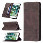 For iPhone SE 2022 / SE 2020 / 8 / 7 Magnetic RFID Blocking Anti-Theft Leather Case with Holder & Card Slots & Wallet(Brown)