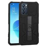 For OPPO Reno6 Vanguard Warrior All Inclusive Double-color Shockproof TPU + PC Protective Case with Holder(Black)