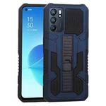 For OPPO Reno6 Vanguard Warrior All Inclusive Double-color Shockproof TPU + PC Protective Case with Holder(Blue)