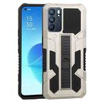 For OPPO Reno6 Vanguard Warrior All Inclusive Double-color Shockproof TPU + PC Protective Case with Holder(Gold)