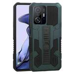 For Xiaomi 11T Vanguard Warrior All Inclusive Double-color Shockproof TPU + PC Protective Case with Holder(Green)