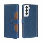 For Samaung Galaxy S22+ 5G Skin Feel Straw Hat Horizontal Flip Leather Case with Holder & Card Slots(Blue)