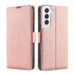 For Samaung Galaxy S22 5G Ultra-thin Voltage Buckle PU + TPU Horizontal Flip Leather Case with Holder & Card Slot(Rose Gold)