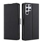 For Samaung Galaxy S22 Ultra 5G Ultra-thin Voltage Buckle PU + TPU Horizontal Flip Leather Case with Holder & Card Slot(Black)