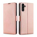 For Samsung Galaxy A13 5G Ultra-thin Voltage Buckle PU + TPU Horizontal Flip Leather Case with Holder & Card Slot(Rose Gold)