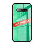 For Galaxy S10+ Shockproof PC + TPU + Glass Protective Case(Green)