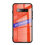For Galaxy S10+ Shockproof PC + TPU + Glass Protective Case(Orange)