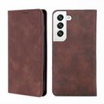 For Samaung Galaxy S22 5G Skin Feel Magnetic Horizontal Flip Leather Case with Holder & Card Slots(Dark Brown)