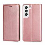 For Samaung Galaxy S22 5G Pure Color Magnetic Horizontal Flip Leather Case with Holder & Card Slot & Wallet(Rose Gold)