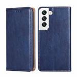 For Samaung Galaxy S22 5G Pure Color Magnetic Horizontal Flip Leather Case with Holder & Card Slot & Wallet(Blue)