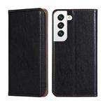 For Samaung Galaxy S22+ 5G Pure Color Magnetic Horizontal Flip Leather Case with Holder & Card Slot & Wallet(Black)